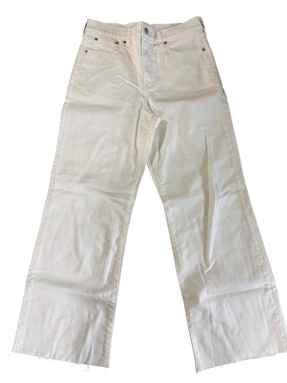 J. Crew Cream Cropped Wide-Leg Jeans